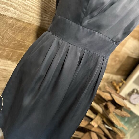 Pasametes silk navy blue one shoulder dress - 8 - Picture 2 of 9